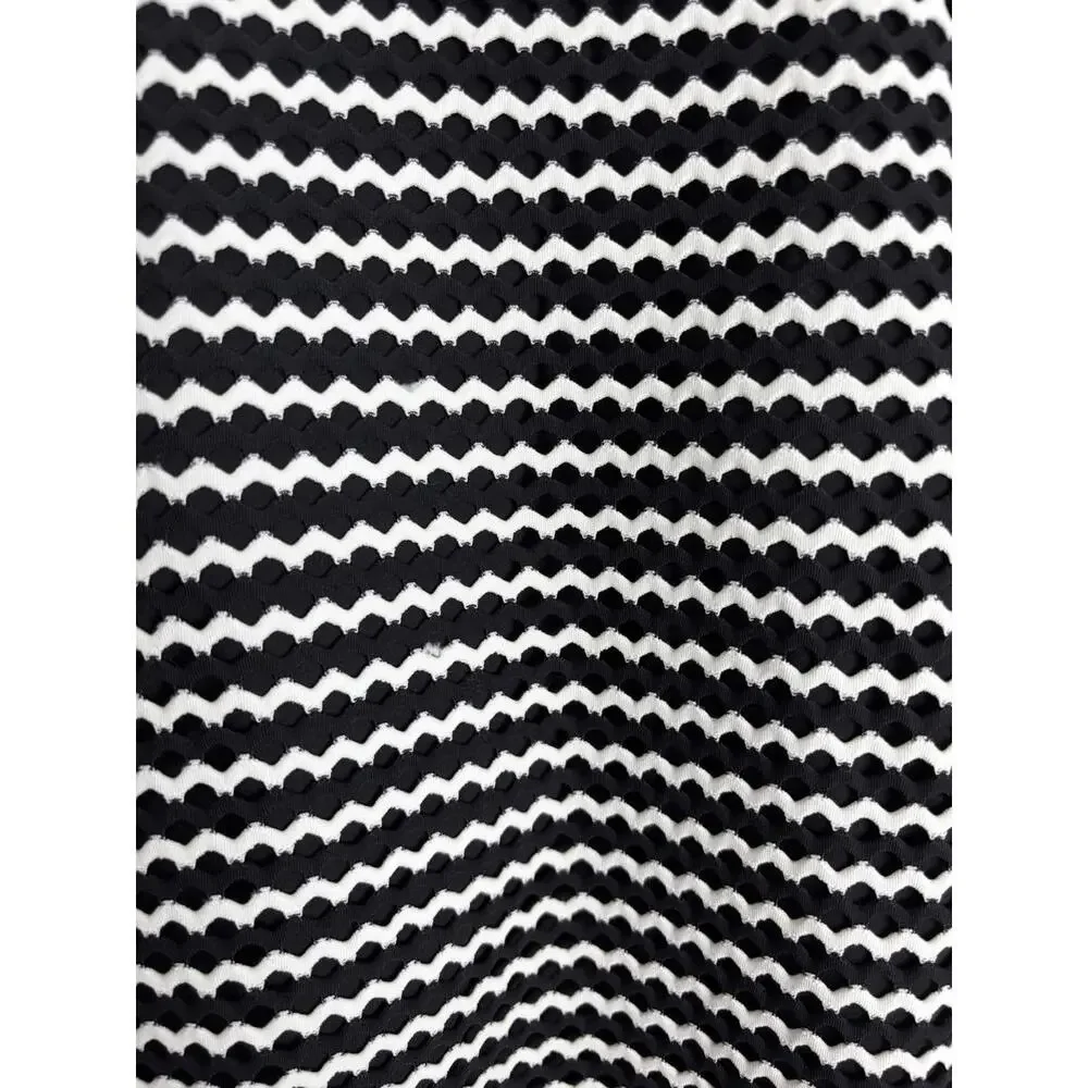 Lands End Tankini Zigzag Stripe 10 Black White X Back 1860 - Picture 2 of 5